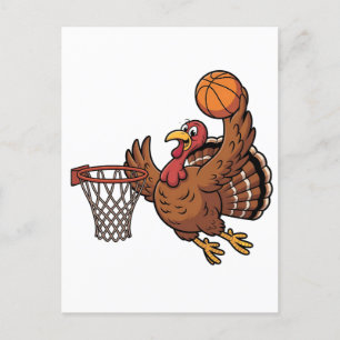Turkiet Dunking Basketball Sport Thanksgiving älsk Helg Vykort