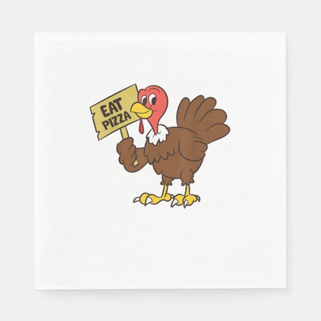 Turkiet Eat Pizza Funny Thanksgiving Pappersservett (Framsidan)
