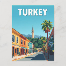 Turkiet Färgglad Gat Vintage Resa Konst Vykort