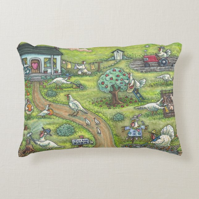 TURKIET FARM GOBBLERS THANKSGIVING ACCENT PILLOW PRYDNADSKUDDE (Framsidan)