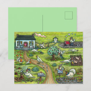 TURKIET FARM, HUMOROUS LAND THANKSGIVING BIRDS HELG VYKORT