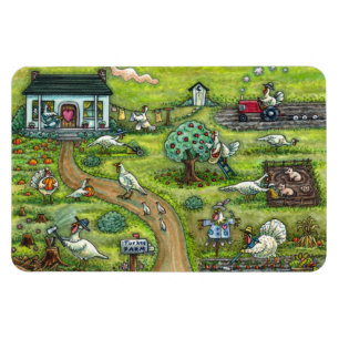 TURKIET FARM, HUMOROUS LAND THANKSGIVING BIRDS MAGNET