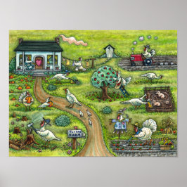 TURKIET FARM, HUMOROUS LAND THANKSGIVING BIRDS POSTER