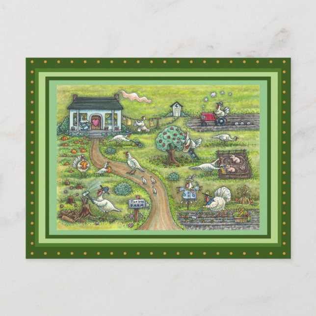 TURKIET FARM, HUMOROUS LAND THANKSGIVING VYKORT (Framsida)