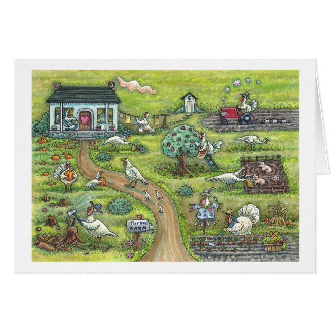 TURKIET FARM, LAND THANKSGIVING GREETING CARD B OBS KORT (Framsidan Horizontal)