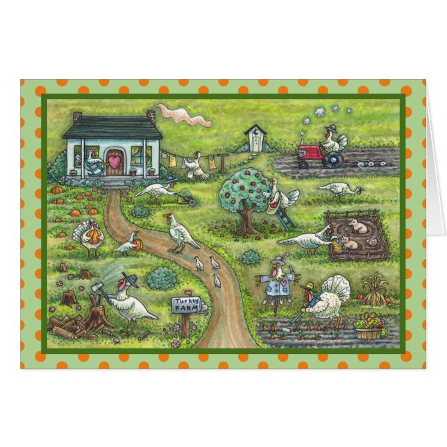 TURKIET FARM, LAND THANKSGIVING GREETING CARD B OBS KORT (Framsidan Horizontal)