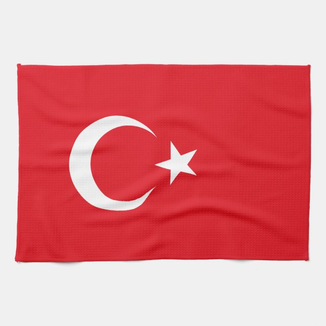 Turkiet flagg kökshandduk (Horisontell)