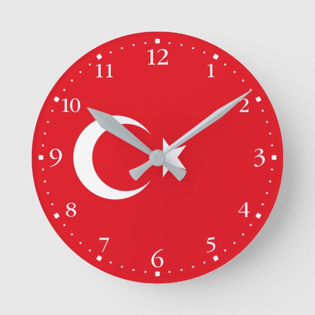 Turkiet flagg rund klocka (Framsida)