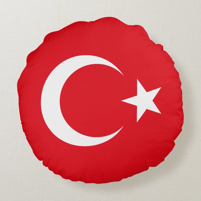 Turkiet flagg rund kudde (Baksidan)