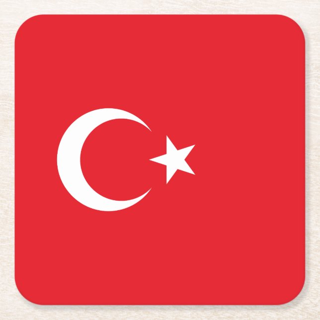 Turkiet flagg underlägg papper kvadrat (Framsidan)