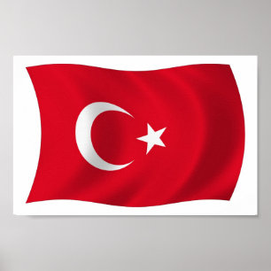Turkiet Flagga Affisch Print