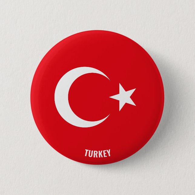 Turkiet Flagga Charming Patriotic Knapp (Framsida)