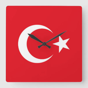 Turkiet Flagga Fyrkantig Klocka