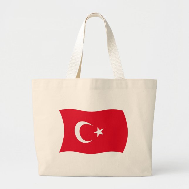 Turkiet Flagga Handväskor Jumbo Tygkasse (Framsidan)