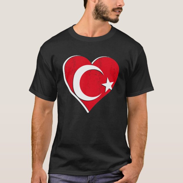 Turkiet Flagga Heart Istanbul Ankara Türkiye Proud T Shirt (Framsida)