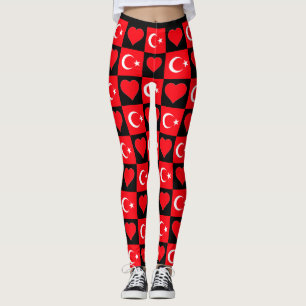 Turkiet Flagga Heart Mönster Cute Patriotic Turoti Leggings