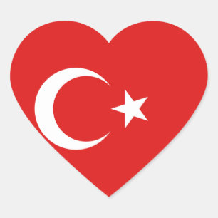 Turkiet Flagga Heart Sticker Hjärtformat Klistermärke