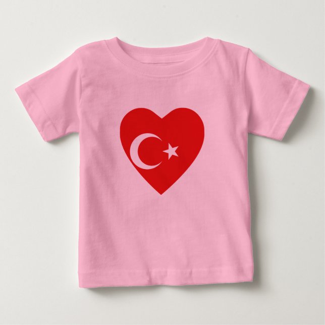 Turkiet Flagga Heart T-Shirt (Framsida)