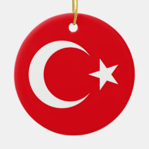 Turkiet Flagga Julgransprydnad Keramik