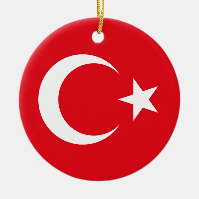 Turkiet Flagga Julgransprydnad Keramik (Framsidan)
