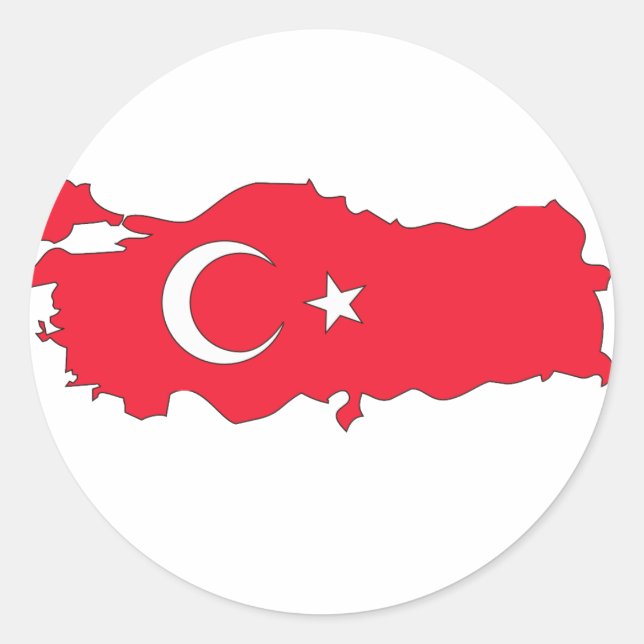 Turkiet flagga karta runt klistermärke (Framsida)