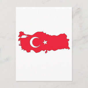 Turkiet flagga karta vykort