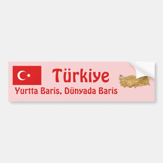 Turkiet flagga + kartongem Bilsticker Bildekal (Framsidan)