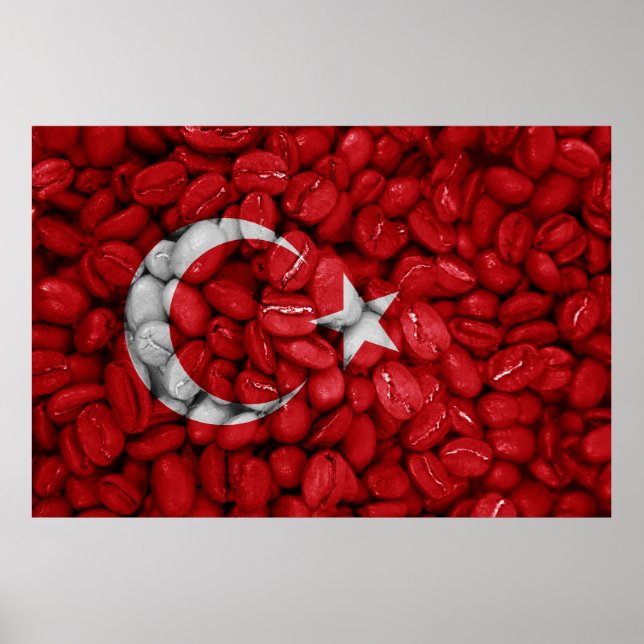 Turkiet-flagga med kaffe poster (Framsidan)