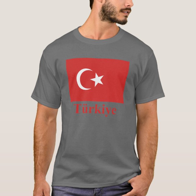 Turkiet flagga med namn i turk tee shirt (Framsida)