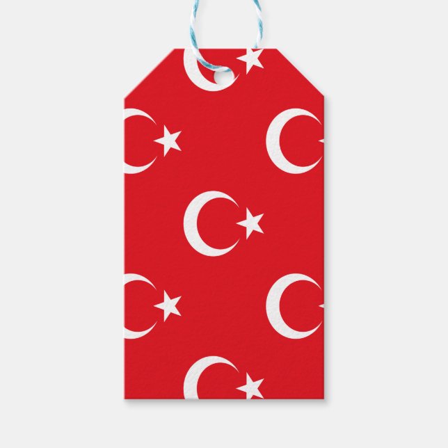 Turkiet Flagga Presentetikett (Framsidan)