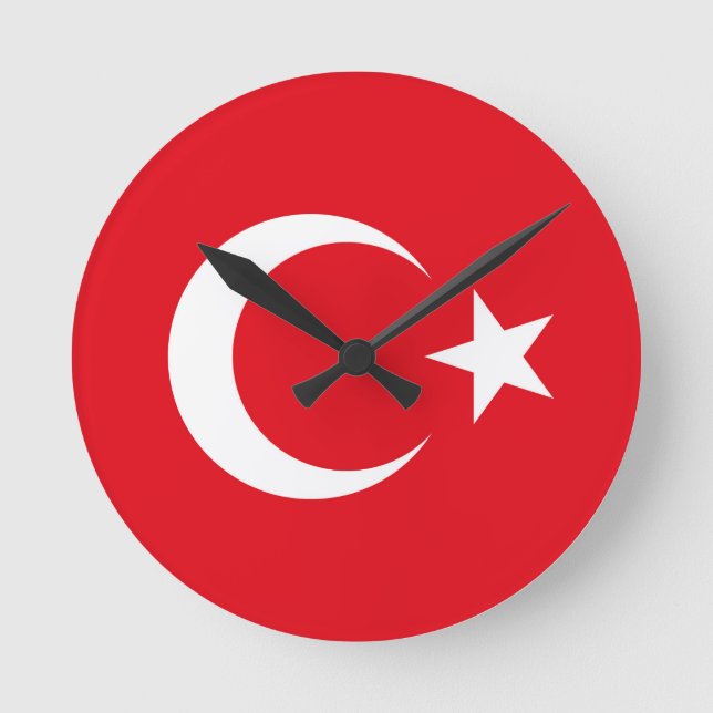 Turkiet Flagga Rund Klocka (Framsida)