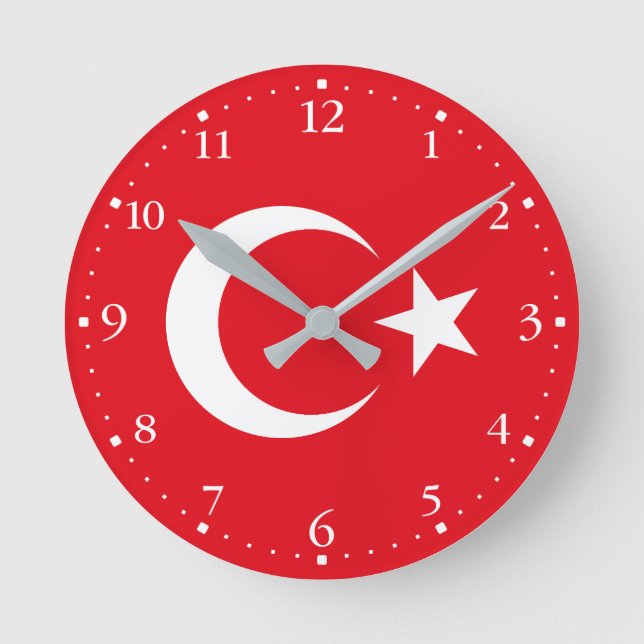 Turkiet flagga rund klocka (Framsida)