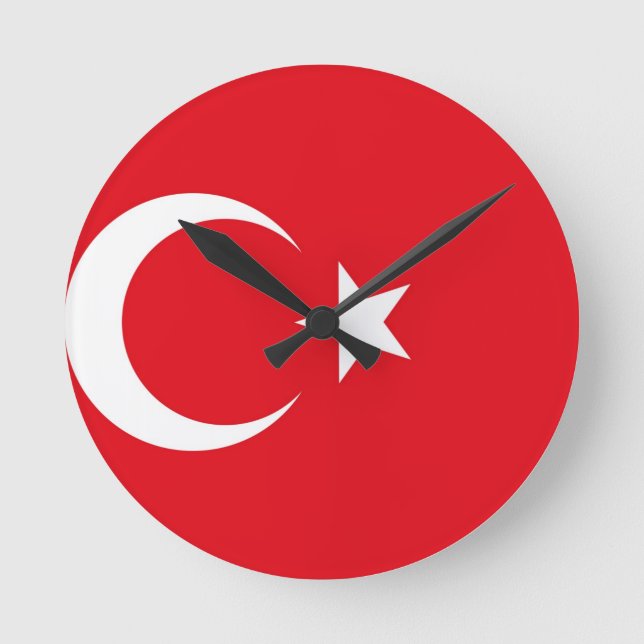 Turkiet flagga rund klocka (Framsida)