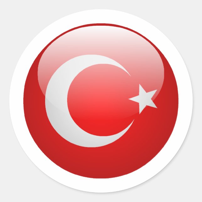 Turkiet Flagga Runt Klistermärke (Framsida)