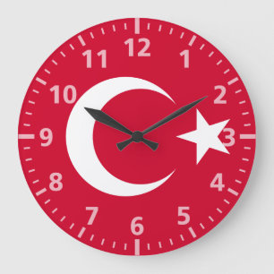 Turkiet flagga stor klocka