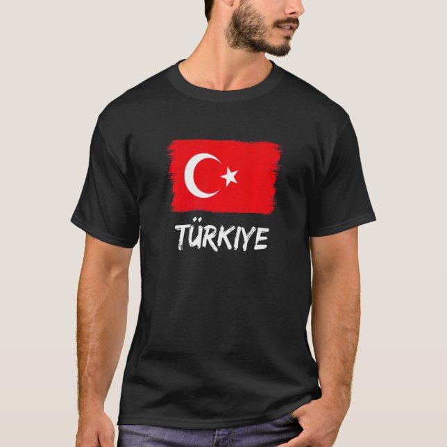Turkiet Flagga Turkiet T Shirt (Framsida)