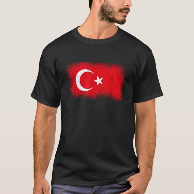 Turkiet Flagga Turkiet T Shirt (Framsida)