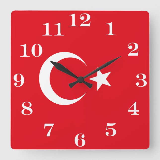 Turkiet flagga turkiska fyrkantig klocka (Framsida)