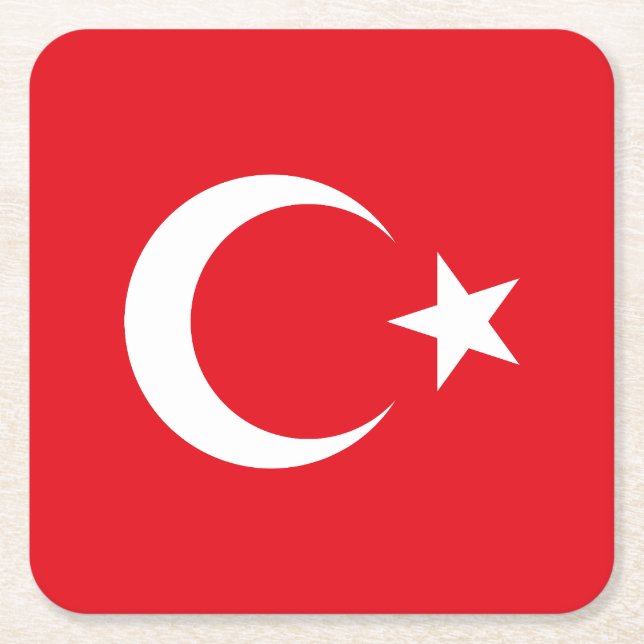 Turkiet flagga underlägg papper kvadrat (Framsidan)