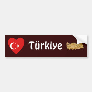 Turkiet flaggahjärta + Kartabildekal Bildekal