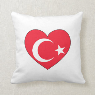 Turkiet flaggahjärta kudde