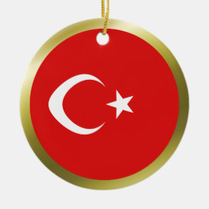 Turkiet flaggaprydnad julgransprydnad keramik
