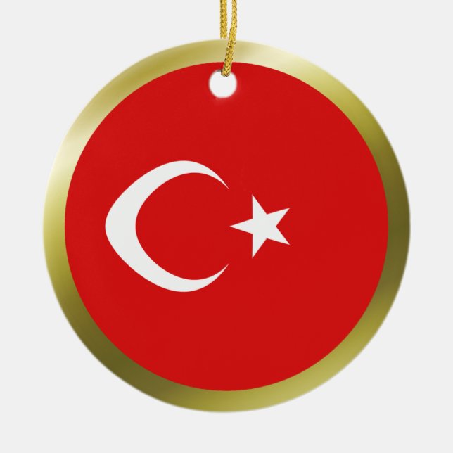 Turkiet flaggaprydnad julgransprydnad keramik (Framsidan)