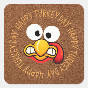Turkiet Funny Ansikte Stickers Fyrkantigt Klistermärke