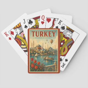 Turkiet Hagia Sophia Blå moskén Illustration Retro Casinokort
