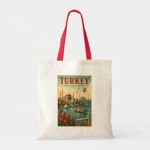 Turkiet Hagia Sophia Blå moskén Illustration Retro Tygkasse