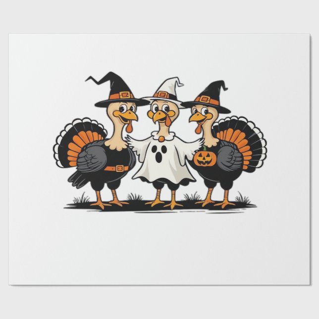 Turkiet Halloween Boo, Thanksgiving Turkey, Spökli Presentpapper (Platt)