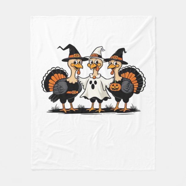 Turkiet Halloween Boo, Thanksgiving Turkiet, Spook Fleecefilt (Framsidan)