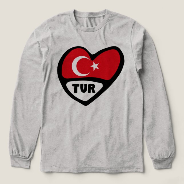 Turkiet Heart Flagga TUR Land-kod T Shirt (Design framsida)