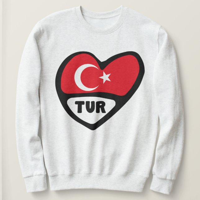 Turkiet Heart Flagga TUR Land-kod T Shirt (Design framsida)